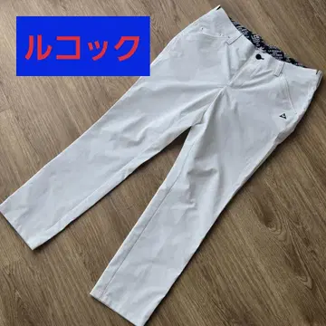 르꼬끄 화이트 슬림 핏 팬츠 로고 L