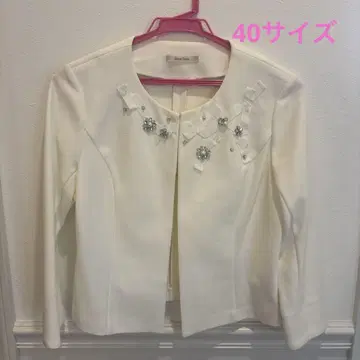 Rose Tiara 로즈 티아라 화이트 긴팔 비쥬 가디건 L