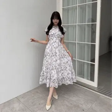 AnMILLE 오리지널 플라워 턱 프릴 OP 블랙