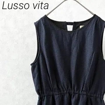 Lusso vita 무릎 기장 원피스 슬리브리스 허리밴딩 안감 부착