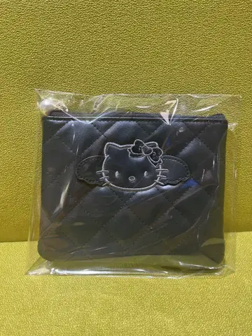 헬로키티 블랙 엔젤 컬렉션 퀼팅 플랫 파우치