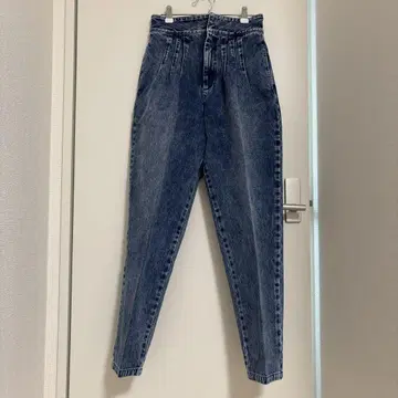 다크 블루 플리츠 데님 팬츠