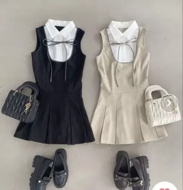 마제스틱 레곤 도킹 슬리브리스 미니 원피스