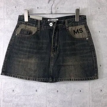 BB Jeans 농담 절개 영문 프린트 에이징 가공 데님 스코트