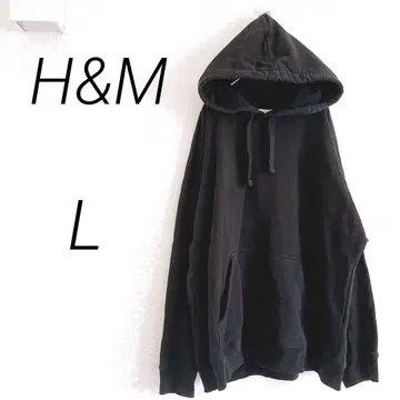 H&M 에이치앤엠 후드 부착 후드티 L 블랙 심플 오버 사이즈