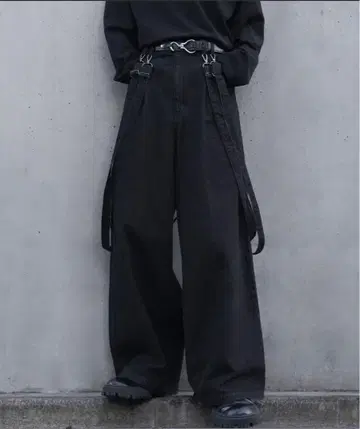 cussil [ 11.5oz ] 루즈 실루엣 더블 서스펜더 와이드 팬츠