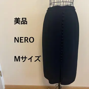 [새상품급] NERO/스커트/블랙/무지/장식 버튼
