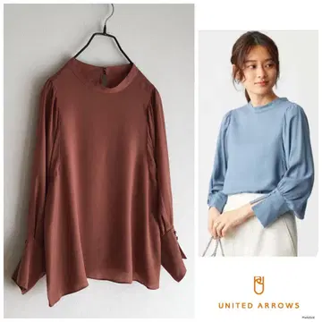 유나이티드 애로우즈 소매 개더 드레이프감 블라우스