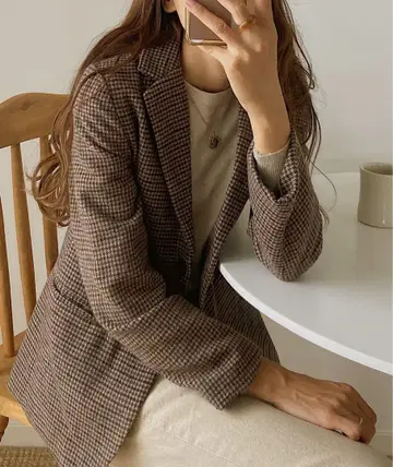 LAUIR 체크 2B 테일러드 자켓