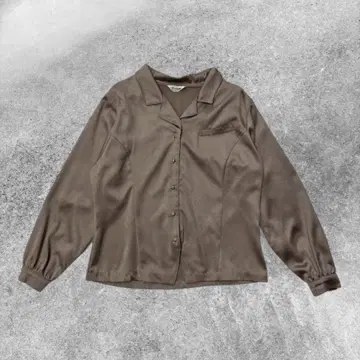 90's vintage 새틴 블라우스 브라운 긴팔 광택감 고급 레트로
