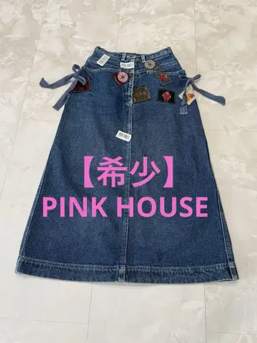 [ 레어 ] PINK HOUSE 와펜 데님 롱 스커트 패치워크