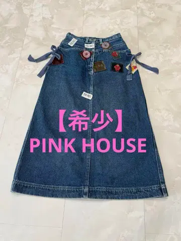 [ 레어 ] PINK HOUSE 와펜 데님 롱 스커트 패치워크