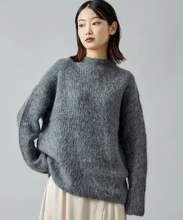 CLANE 보트넥 알파카 오버 니트탑 S