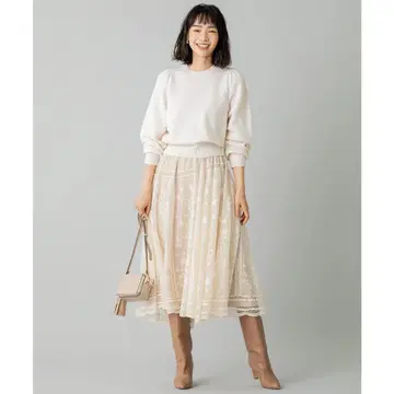 쿠미쿄쿠 서큘러 레이스 플레어 스커트