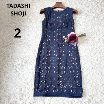 TADASHI SHOJI 컷워크 원피스 드레스 네이비 스웨이드풍