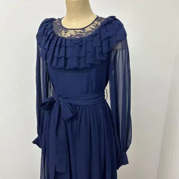 롱 드레스 시스루 네이비 HANAE MORI 9호
