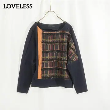 새상품급 LOVELESS 니트 체크 절개 스웨터 긴팔 여성용 34