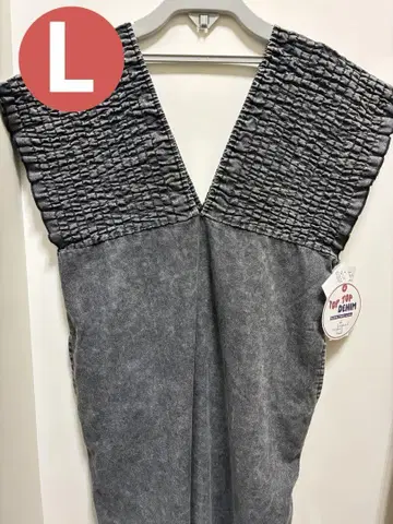 새상품 시마무라 데님 셔링 원피스 블랙 L