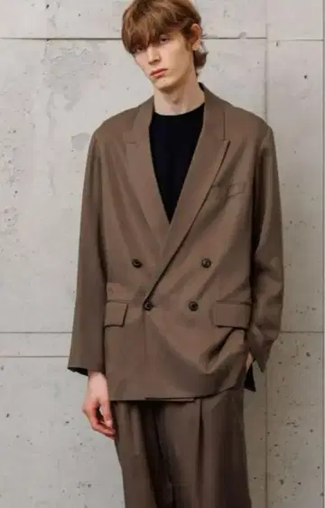 브라운 더블 브레스트 테일러드 자켓