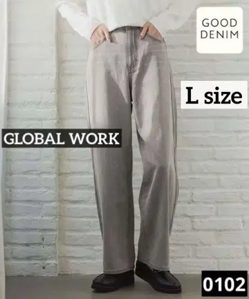 0102 GLOBAL WORK GOOD 데님 배기 팬츠 그레이