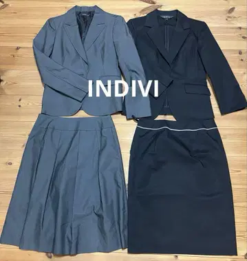 INDIVI 스커트 수트 상하의 2세트 블랙/차콜