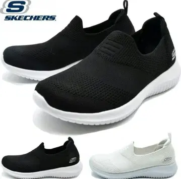 SKECHERS 슬립온 스니커즈 블랙 화이트 24.0