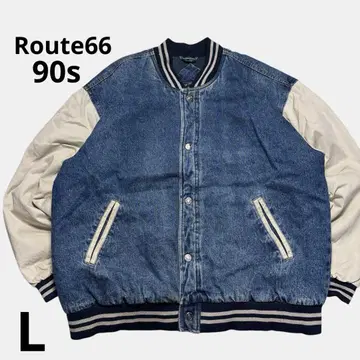 Route 66 데님 스타디움 자켓 아우터 아메카지 데님 블루