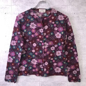 레트로 걸리시 KUMIKYOKU 구제 의류 플로럴 꽃무늬 니트 가디건