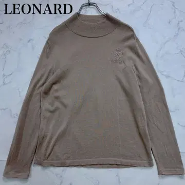 LEONARD SPORT 캐시미어 혼방 로고 자수 긴팔 니트 베이지 44