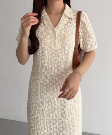callautia 컷 레이스 폴로 원피스 (페치 원피스 세트)