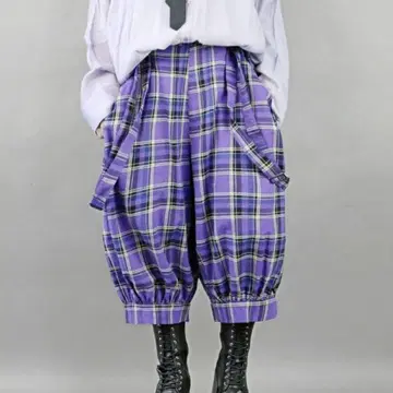 [ deorart ] 체크 무늬 벌룬 팬츠 보라색