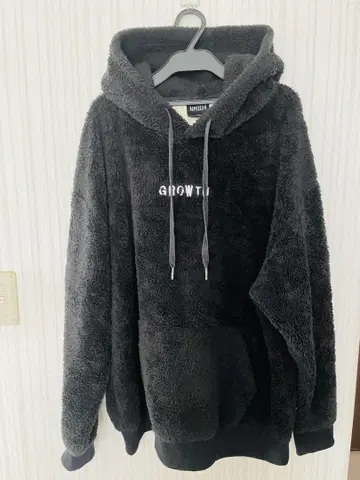 플리스 보아 후드티 GROWTH 블랙