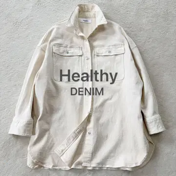 Healthy Denim Almond 슈퍼 빅 셔츠 데미지 가공