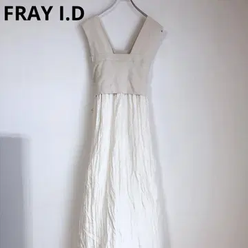 프레이 아이디 롱 원피스 슬리브리스 귀여운 리본 베이지 F