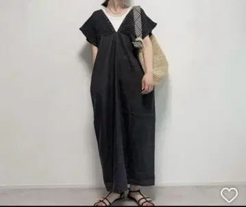 새상품 시마무라 셔링 데님 원피스 블랙 L 사이즈