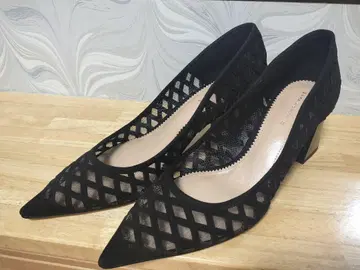 ZARA 천연 가죽 메쉬 펌프스 블랙 41 26 26.5 새상품급