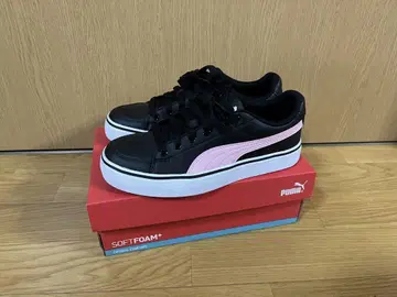 PUMA 스니커즈 블랙/핑크 V 코트 벌크 22.5cm