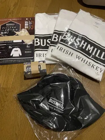 BUSHMILLS T셔츠 3개 세트와 캡, 스티커 30개