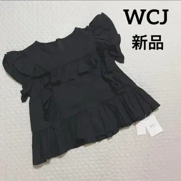 [ 새상품 WCJ ] 프릴 블라우스 린넨 블렌드 블랙 [ 익명 배송 ]