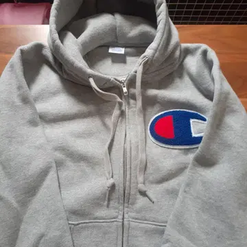 Champion 그레이 풀 집업 후드티 L