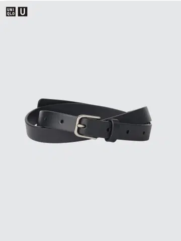 UNIQLO U 블랙 내로우 롱 가죽 벨트 M