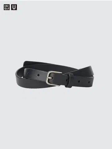 UNIQLO U 블랙 내로우 롱 가죽 벨트 M