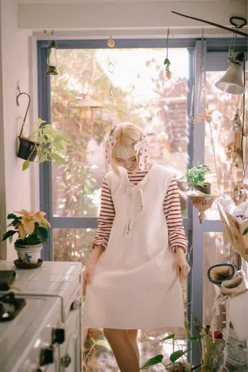 애니에스 베이 화이트 슬리브리스 원피스