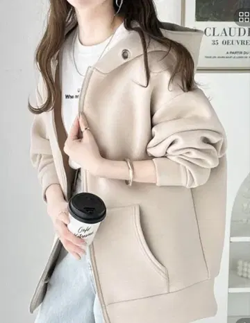 마쉬멜로우 감촉! BIG 실루엣 지퍼 후드티