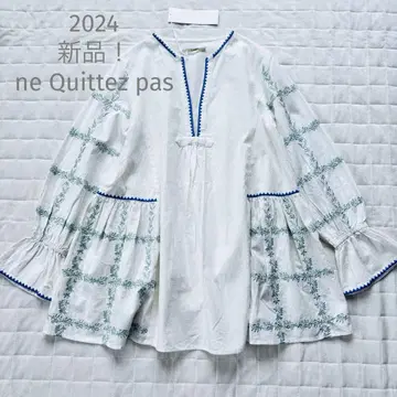 2024 새상품! 누키테파 크림프 코튼 체크 자수 튜닉
