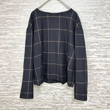 에니 스위트 체크 무늬 긴팔 상의 블랙 x 베이지 L 캐주얼 심플
