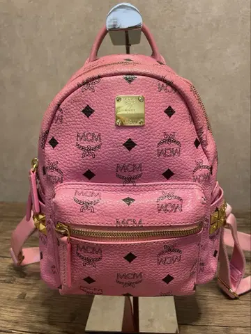 MCM 핑크 로고 백팩