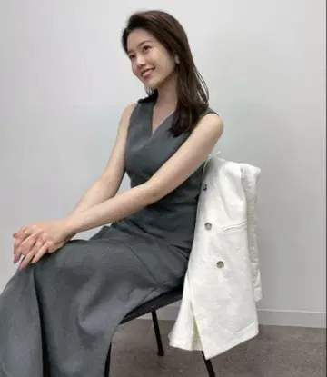 anuans 린넨 라이크 트위드 머메이드 원피스