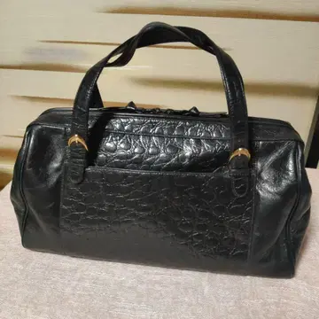 HANAE MORI 블랙 가죽 핸드백 HM 로고 중고
