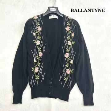 고품질 발렌타인 캐시미어100% 꽃무늬 장미 가디건 겉옷 38
